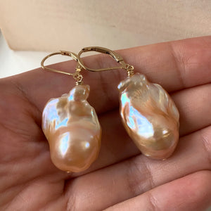 AAA Peach Baroque Pearls 14kGF Earrings
