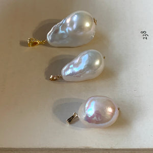White Baroque Pearl Pendants 14kGF