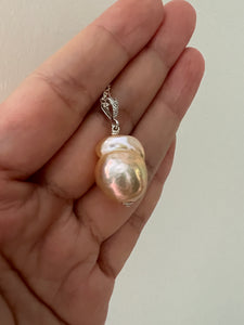 Baby Peach Baroque Pearl 925 Silver Necklace