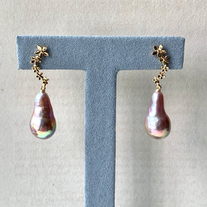 AAA Rainbow Unicorn Edison Drop Pearls on Cascading Flower Studs