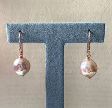 Load image into Gallery viewer, Peach-Rainbow Edison Pearls (Hand Forged) 14kRGF Earrings