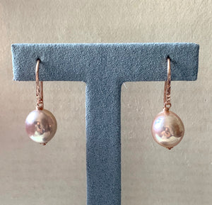 Peach-Rainbow Edison Pearls (Hand Forged) 14kRGF Earrings