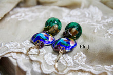 Load image into Gallery viewer, Carved Type A Jade Ball, Hummingbird Cloisonne Beads, Vintage Part, Gemstones 14kGF Earrings
