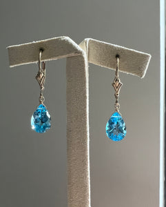 AAA Swiss Blue Topaz 14kGF Earrings