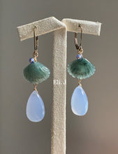 Load image into Gallery viewer, Cinderella: Jadeite Shells, Chalcedony 14kGF Earrings