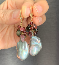 Load image into Gallery viewer, Elegance- AAA Dark Silver Baroque Pearls, Tourmaline 14k Gold Filled