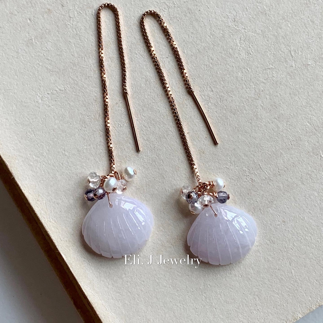 Jade Shells #7 (Lavender) & Gems 14kRGF Threaders