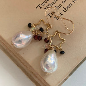 White Pearls & Gems on 14k Gold Filled Stars