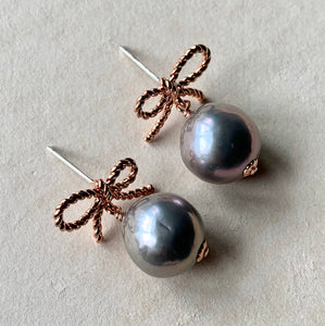 Rose Gold Ribbons & Silver Pearls