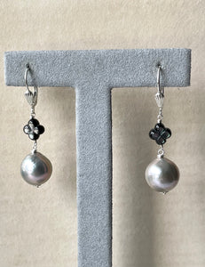 Silver Edison Pearls & Mother-of-Pearl Clover 925 Sterling Earrings