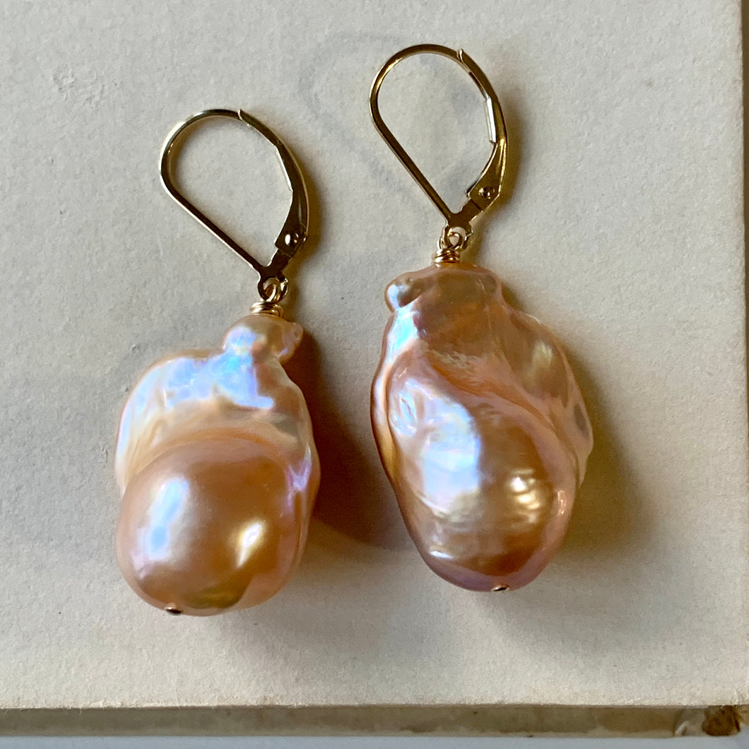 AAA Peach Baroque Pearls 14kGF Earrings