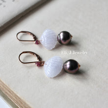 Load image into Gallery viewer, Eli. J Exclusive: Light Lavender Jade Shells, Rose Tahitian Pearls 14kRGF Earrings