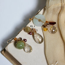 Load image into Gallery viewer, Yellow Jade Trio, Golden Rutile, Gemstone 14kGF Earrings