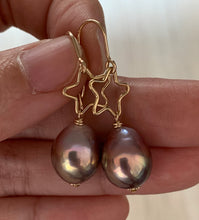 Load image into Gallery viewer, Rainbow Pink Edison Pearls 14k Gold Filled Stars