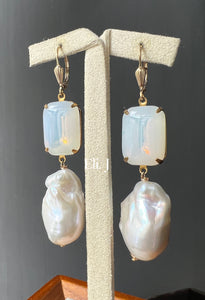 Opal: Vintage Gems & Ivory Baroque Pearl Earring