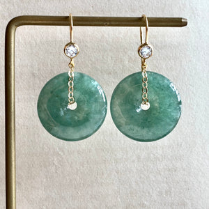 Icy Deep Green Type A Jade 14kGF Earrings