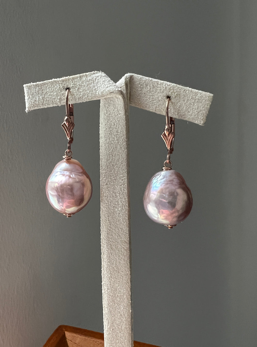 Large Rainbow Pink Edison Pearls 14kGF Earrings