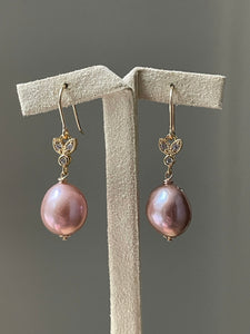 Pink Edison Pearls & Bees 14kGF Earrings