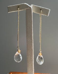 Golden Rutile, Citrine 14kGF Threader Earrings