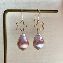 Load image into Gallery viewer, Pink Rainbow Edison Pearls &amp; Stars 14kGF Earrings
