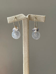 Petite Icy Jade Donuts, Tanzanite, Pearls 14kGF Earrings