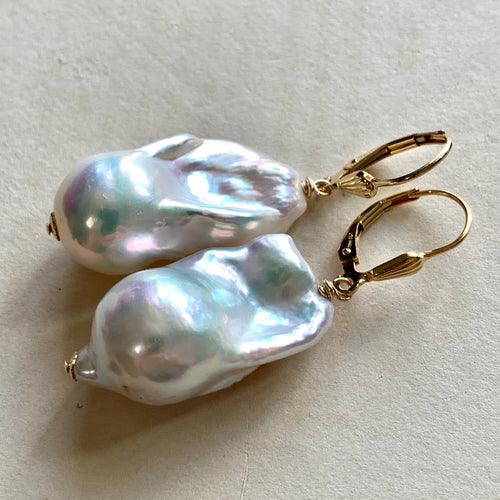 AAA Rainbow Lustre White Baroque Pearls on 14kGF