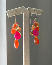 Load image into Gallery viewer, Carnelian, Pink Chalcedony, Citrine 14kGF Earrings