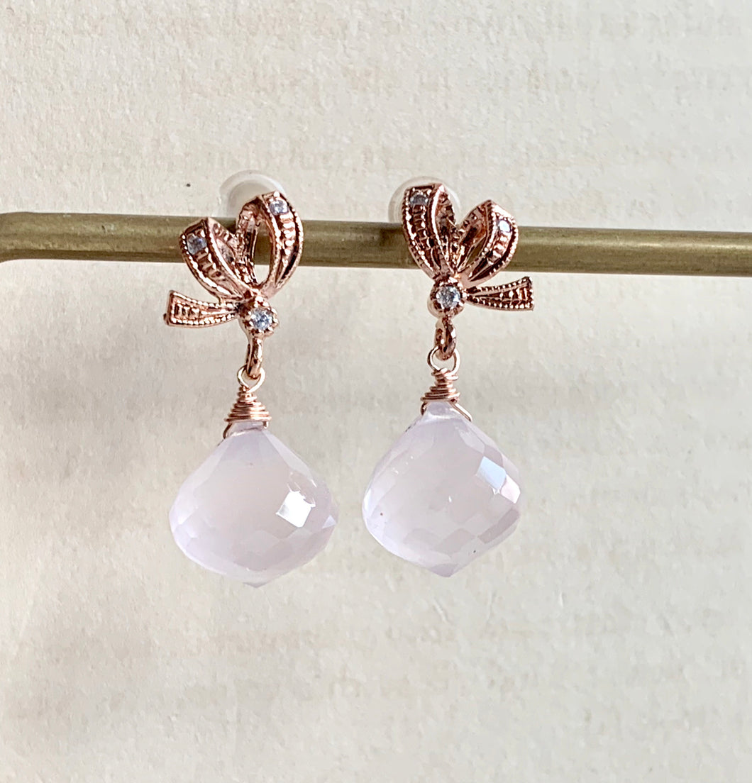 Rose Quartz on Rose Gold Ribbons