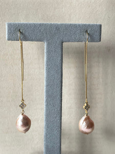 Peach Baby Edison Pearls, 14kGF Threaders