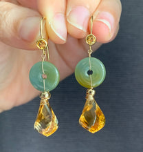 Load image into Gallery viewer, Petite Jade Donuts: Blue-Green-Yellow Type A Jade &amp; Citrine
