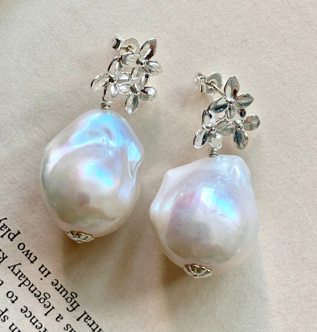 AAA White Baroque Pearls Sterling Silver