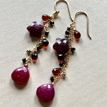 Load image into Gallery viewer, Stars AAA Ruby Garnet Spinel 14k GF Earrings