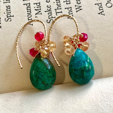 Load image into Gallery viewer, Chrysocolla Bright 14k Gold Filled Earrings