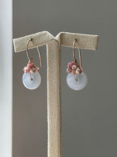 Load image into Gallery viewer, Petite Icy Donuts, Rhodocrosite, Pearls 14kRGF Earrings