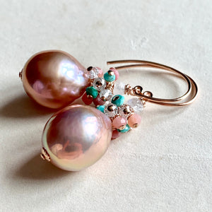 Pink Lavender Pearls Turquoise & Gemstones 14k RGF