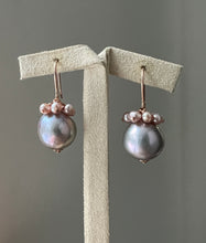 Load image into Gallery viewer, Plump Silver Pearls &amp; Pink Baby Pearls 14kRGF Earrings