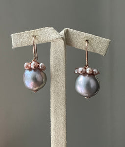 Plump Silver Pearls & Pink Baby Pearls 14kRGF Earrings