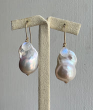 Load image into Gallery viewer, Ivory Baroque Pearls, Rainbow Moonstone 14kGF Earrings