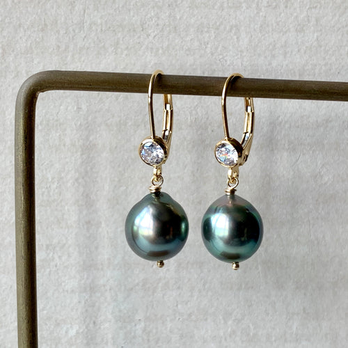 AAA Peacock Tahitian Classic 14kGF Lever back Earrings