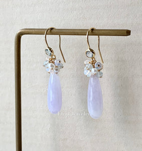Custom-Cut Lavender Type A Jadeite Drops & Gemstones 14kGF