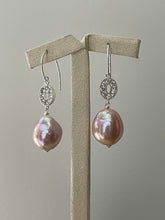 Load image into Gallery viewer, Large Pink-Peach Edison Pearls, Oval 925 Silver Earrings