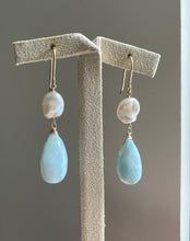 Load image into Gallery viewer, AAA Larimar &amp; Keshi Pearls 14kGF Earrings