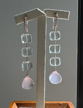 Load image into Gallery viewer, Green Amethyst, Rose Quartz Dangle 14kRGF Earrings