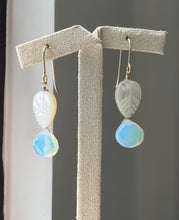 Load image into Gallery viewer, Mother of Pearl Leaves, Opal Quartz 14kGF Earrings