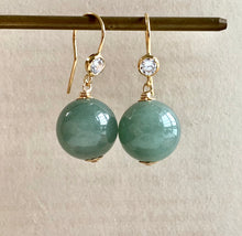 Load image into Gallery viewer, Type A Deep Green Large Jade Ball Earrings