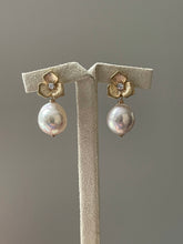 Load image into Gallery viewer, Ivory Rainbow Pearls on 3Petal Floral Studs