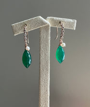 Load image into Gallery viewer, Green Onyx, Pearl 14kRGF Earrings