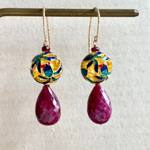 Load image into Gallery viewer, Goldfish Cloisonne &amp; Rubies 14kGF Earrings