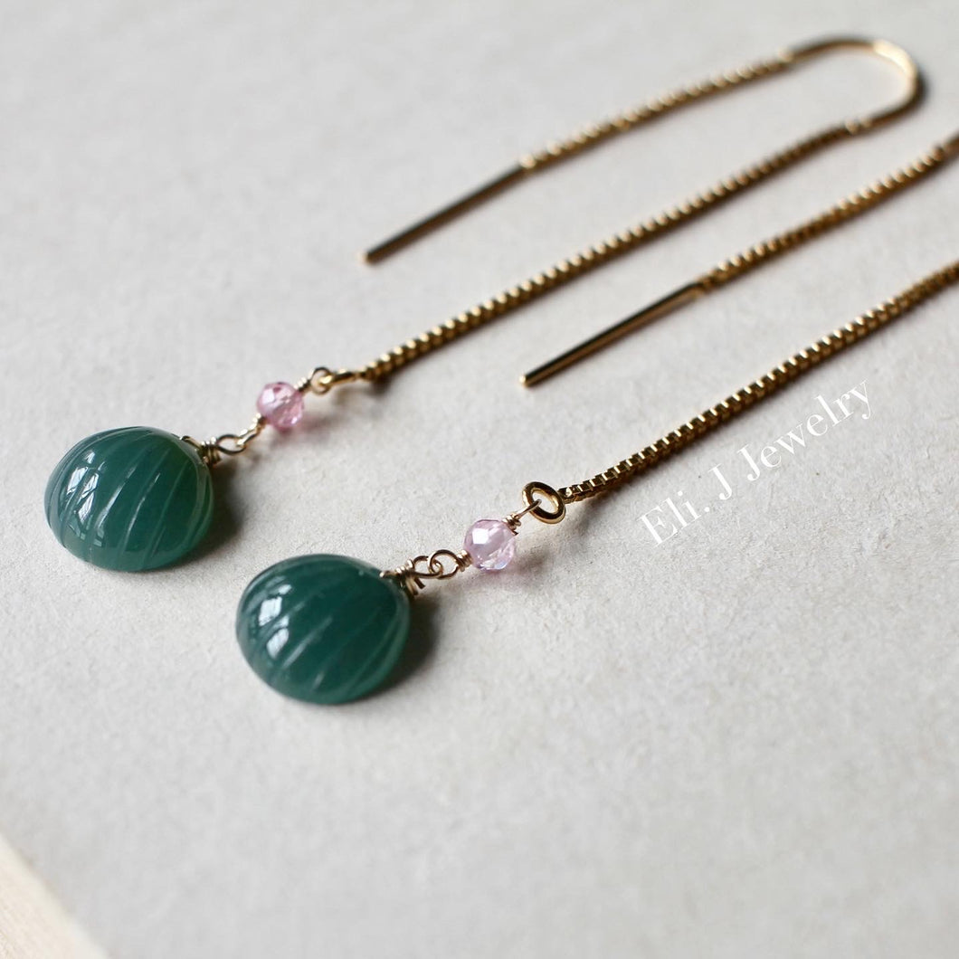 Mini Jade Seashells, Spinel, 14kGF Threaders