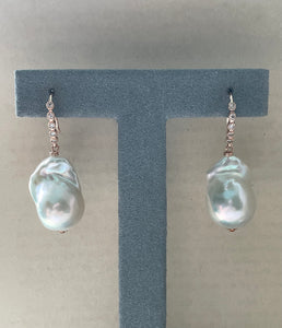 White Baby Baroque Pearls 14kRGF Earrings
